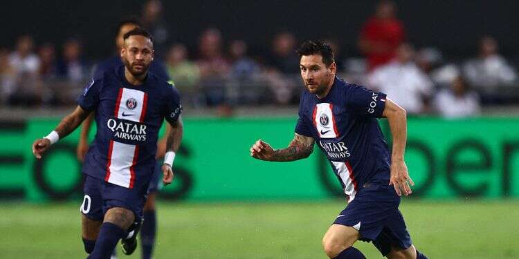 Paris St Germain's Lionel Messi in action during the Trophee des Champions game in Bloomfield Stadium, July 31, 2022 Soccer stars Messi, Neymar in Israel for French Super Cup
