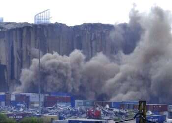 Part of Beirut port silos, damaged in 2020 blast, collapses