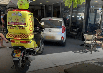Car rolls into sidewalk café in Ashkelon, injuring 2