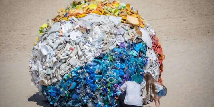 Great balls of plastic: Beach sculpture carries environmental warning