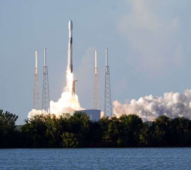 A SpaceX Falcon 9 rocket, with the Korea Pathfinder Lunar Orbiter, or KPLO, lifts off from launch complex 40 at the Cape Canaveral Space Force Station in Cape Canaveral, Fla., on Aug. 4, 2022
South Korea launches its first spacecraft to the moon