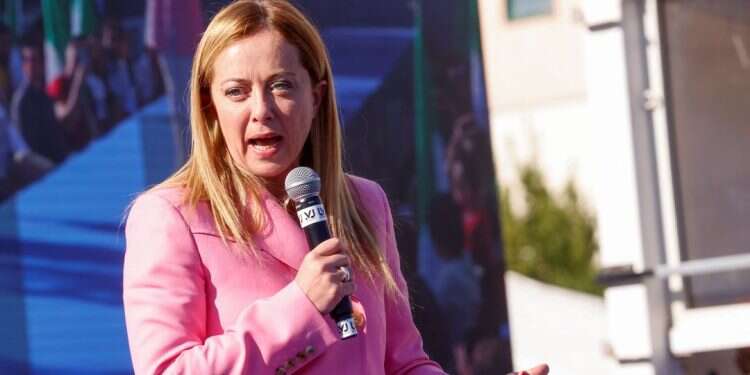 Leader of Italy's nationalist Brothers of Italy (Fratelli d'Italia) party and frontrunner to become prime minister Giorgia Meloni, holds a closing rally in Naples, Italy, Sept. 23, 2022 Italy's Meloni assures Ukraine it can count on her