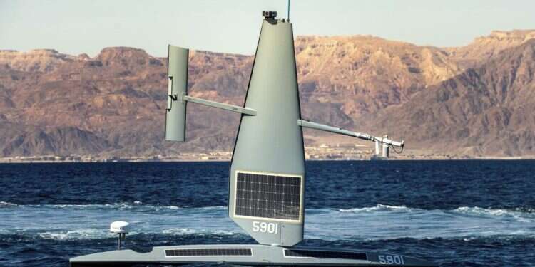A Saildrone Explorer unmanned sea drone sails in the Gulf of Aqaba on Feb. 9, 2022 Iran briefly seizes 2 US drones in Red Sea amid tensions