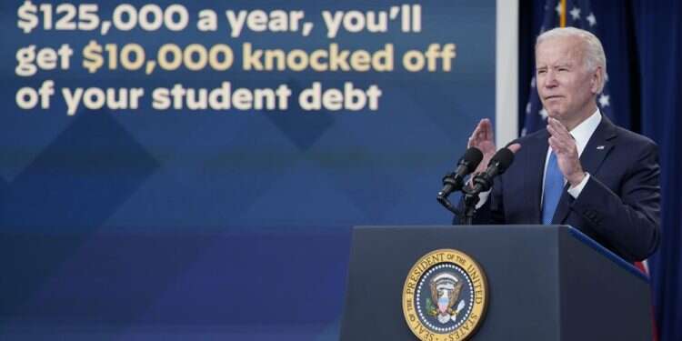 President Joe Biden speaks about the student debt relief portal beta test in the South Court Auditorium on the White House complex in Washington, Oct. 17, 2022 US launches student loan forgiveness application website