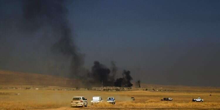 A peshmerga convoy drives towards a frontline in Khazer, about 30 kilometers (19 miles) east of Mosul, Iraq, Monday, Oct. 17, 2016 IDF chief reveals successful interdiction at Iraq-Syria border