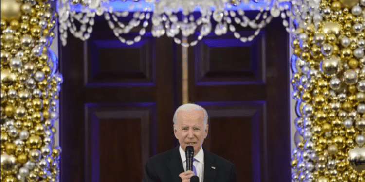 President Joe Biden speaks during a Hanukkah holiday reception in the Grand Foyer of the White House in Washington, Dec. 19, 2022 At Hanukkah event, Biden condemns 'venom' of antisemitism