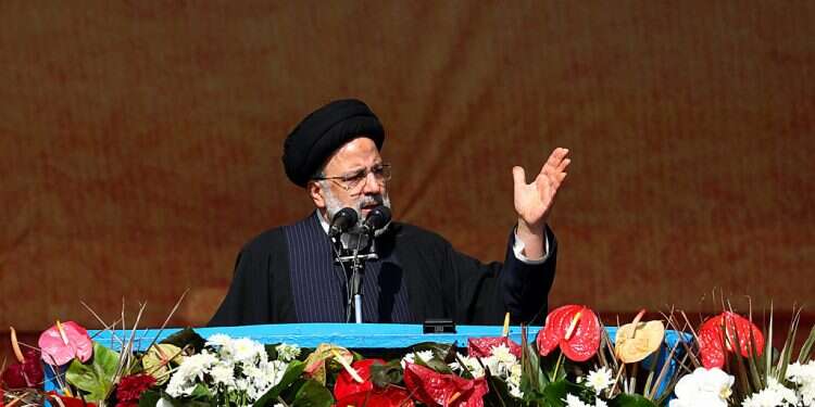 Iranian president Ebrahim Raisi speaks during the 44th anniversary of the Islamic Revolution Anti-Iranian government hackers interrupt the 44th anniversary of revolution