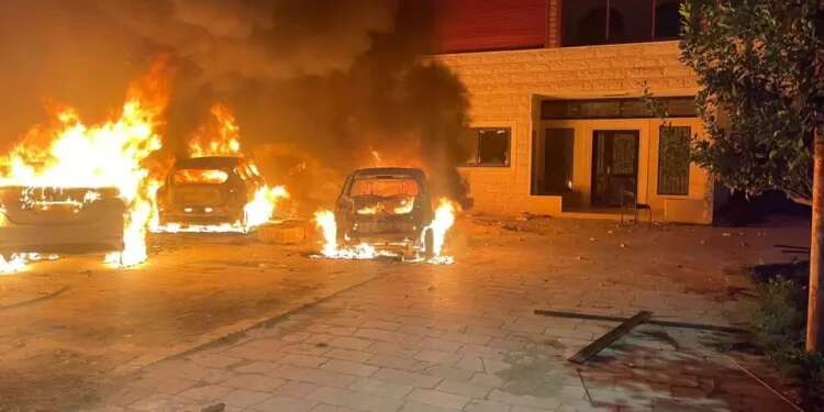 Cars firebombed in Hawara on Sunday February 26, 2023 Settlers take revenge after deadly attack, PM urges 'not to take law into own hands'