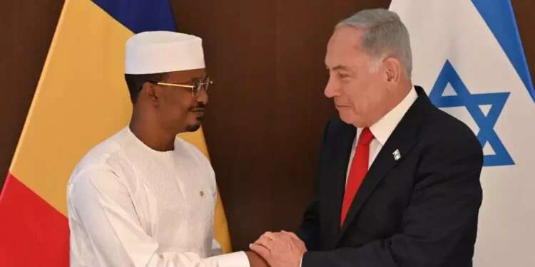 Prime Minister Benjamin Netanyahu meets with Chadian President Mahamat Idriss Deby Itno in Jerusalem, Israel, Feb. 1, 2023 Netanyahu meets Chad president ahead of embassy opening