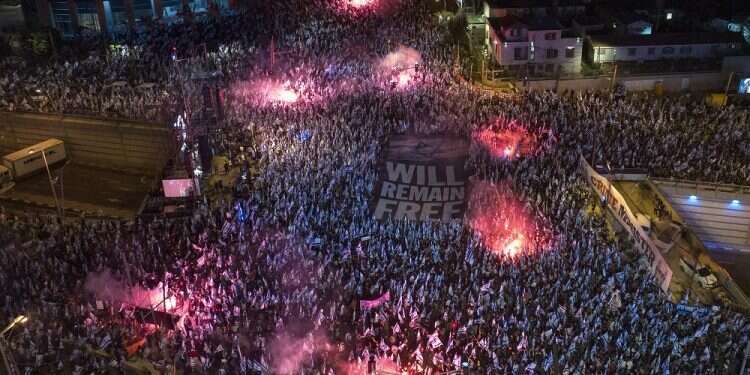 Protesters rally against the judicial reform, Tel Aviv, Israel, April 15, 2023 Protests against judicial reform show no signs of slowing