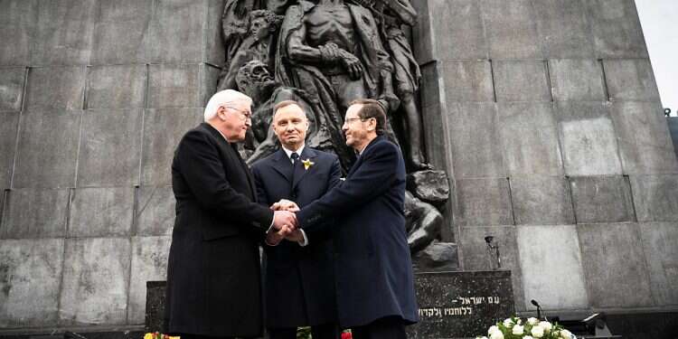 Herzog marks 80th anniversary of Warsaw Ghetto Uprising in Poland