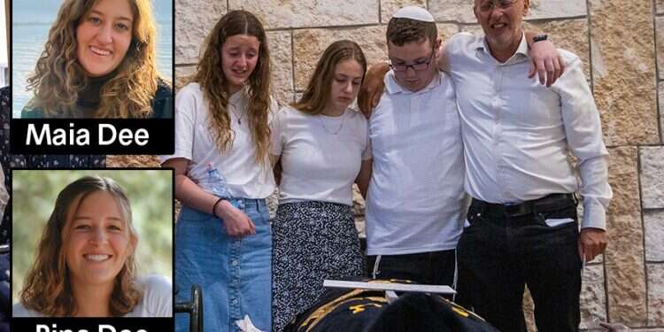 Rina and Maia Dee (insets) were laid to rest on Sunday Israeli sisters killed in shooting attack laid to rest