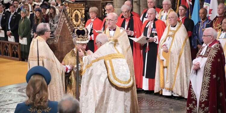 King Charles III crowned in ancient rite at uncertain moment