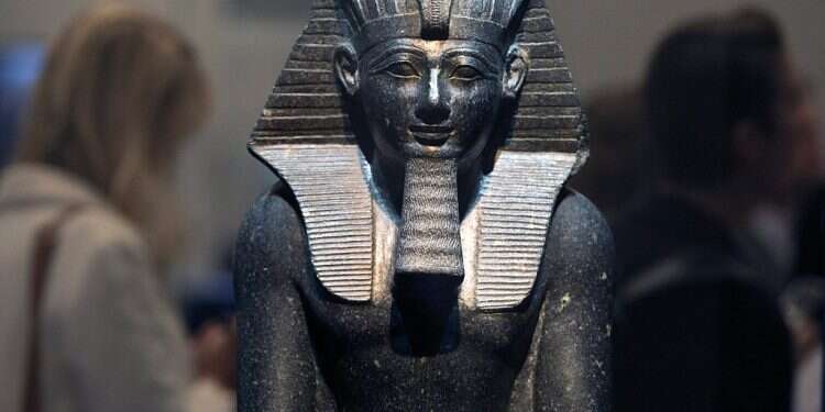 A display at the Israel Museum during a press tour ahead of the archaeological exhibition 'Pharaoh in Canaan: The Untold Story', Jerusalem, Israel, March 2, 2016 Ancient Egyptian coffin lids undergo CT in Jerusalem