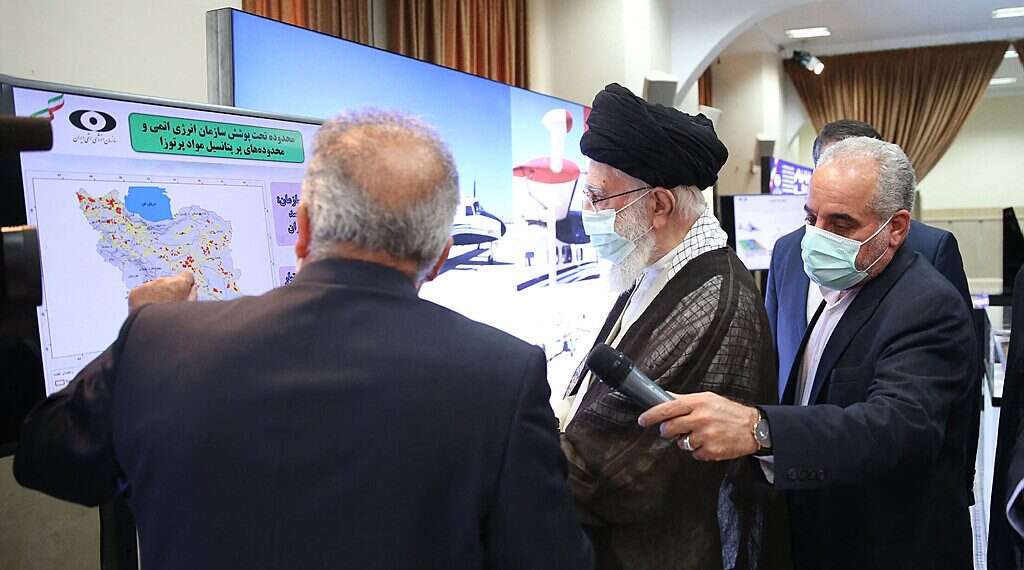Supreme Leader Ayatollah Ali Khamenei at an exhibition of the country's nuclear industry achievements in Tehran, on June 11, 2023 'Iran knows breakout to 90% enrichment will result in an Israeli strike'