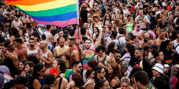 Participants take part in an annual Gay Pride parade, in Tel Aviv, Israel, June 8, 2023 Tel Aviv's 25th Pride Parade draws hundreds of thousands