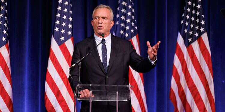 Democratic candidate for president Robert Kennedy Jr. gives an address on foreign policy at St Anselm College in Manchester, New Hampshire, US, June 20, 2023 Democratic candidate for president Robert Kennedy Jr. gives an address on foreign policy at St Anselm College in Manchester, New Hampshire, US, June 20, 2023