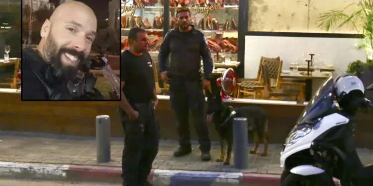 The site of the attack on Saturday. Inset: Chen Amir Father of 3 likely thwarted major attack when confronting terrorist