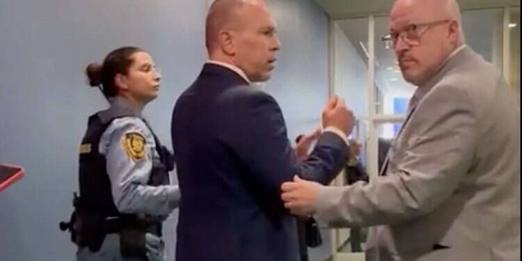 UN police escort Israeli Ambassador to the United Nations Gilad Erdan out of chambers during the UN General Assembly on Sept. 19, 2023 WATCH: Israel's UN ambassador briefly 'detained' for protesting speech by Raisi