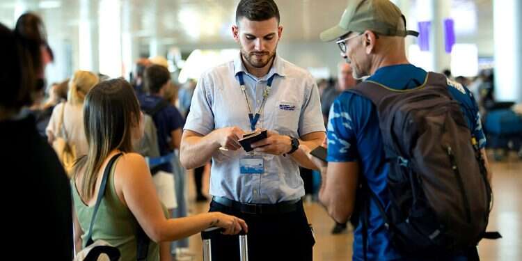 Passport control at Ben-Gurion International Airport EU, Canada, Australia urge Israel to allow free entry for dual Palestinian citizens