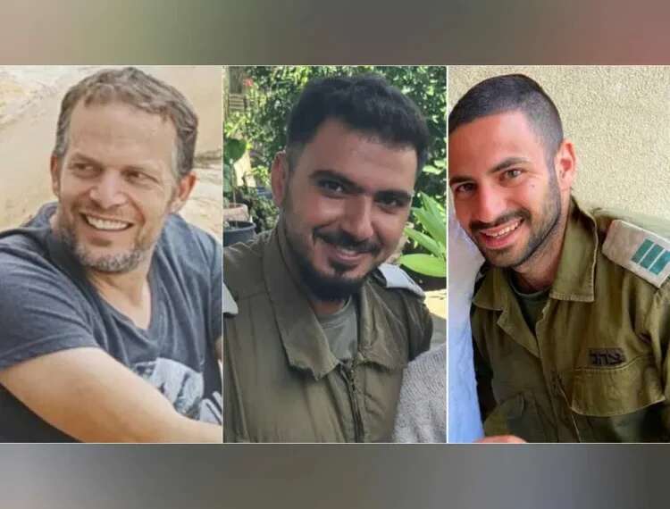 Warrant Officer (res.) Yuval Nir (L), Captain (res.) Gavriel Shani, and Major (res.) Netzer Simchi IDF announces death of 3 soldiers, raising toll of Gaza ground operation to 223