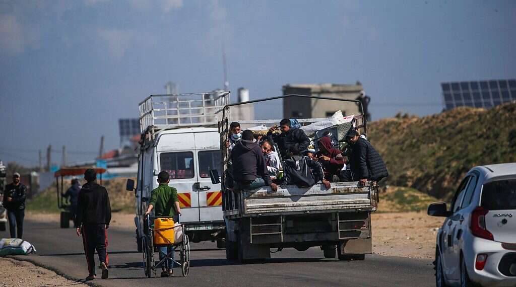 Residents evacuate from Rafah in the southern Gaza Strip, Feb. 14, 2024
Egypt reportedly preparing area for Gazans to use as shelter