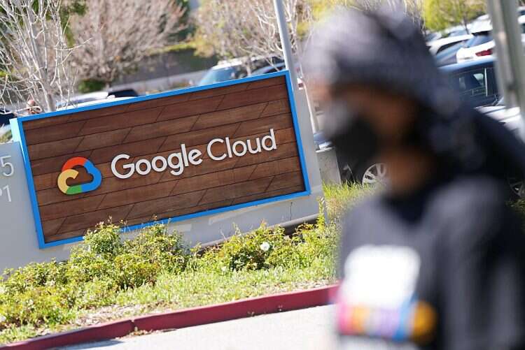 A sign for Google Cloud offices on April 16, 2024