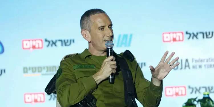 Rear Admiral Daniel Hagari at the Israel Hayom conference IDF general tells Israel Hayom Israel will act 'properly' in wake of Iran attack