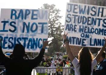 Pro-Israel camp screens footage of Oct. 7 attack to counter pro-Hamas protest at UCLA