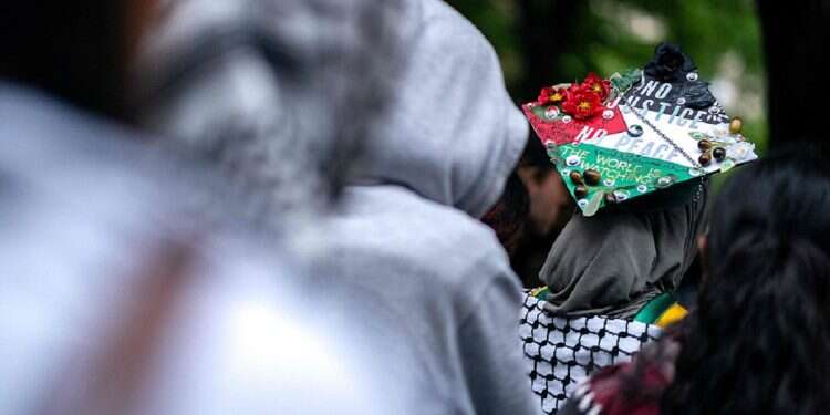 Pro-Palestinian students gather at Columbia University, May 10 2024 (Photo by Kent Nishimura / GETTY IMAGES NORTH AMERICA / Getty Images via AFP)
Columbia deletes Instagram story celebrating dual-degree with Tel-Aviv University