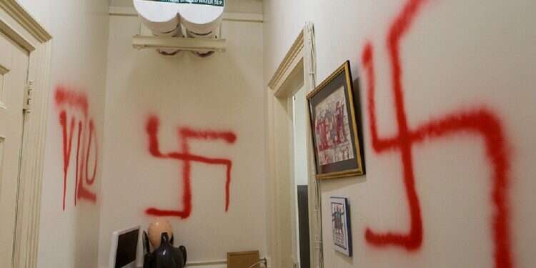 Swastikas in Columbia University, Nov 30, 2018 (Photo: Rya Inman/ Columbia Daily Spectator)
Jewish-owned businesses in NYC vandalized on Israel's Independence day