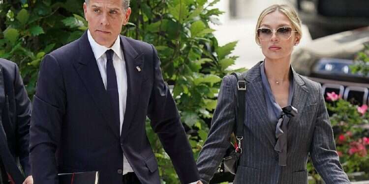 Hunter Biden, son of US President Joe Biden, arrives at the federal court with his wife, Melissa Cohen Biden, on the opening day of his trial on criminal gun charges in Wilmington, Delaware, on June 3, 2024 Hunter Biden trial begins as election looms