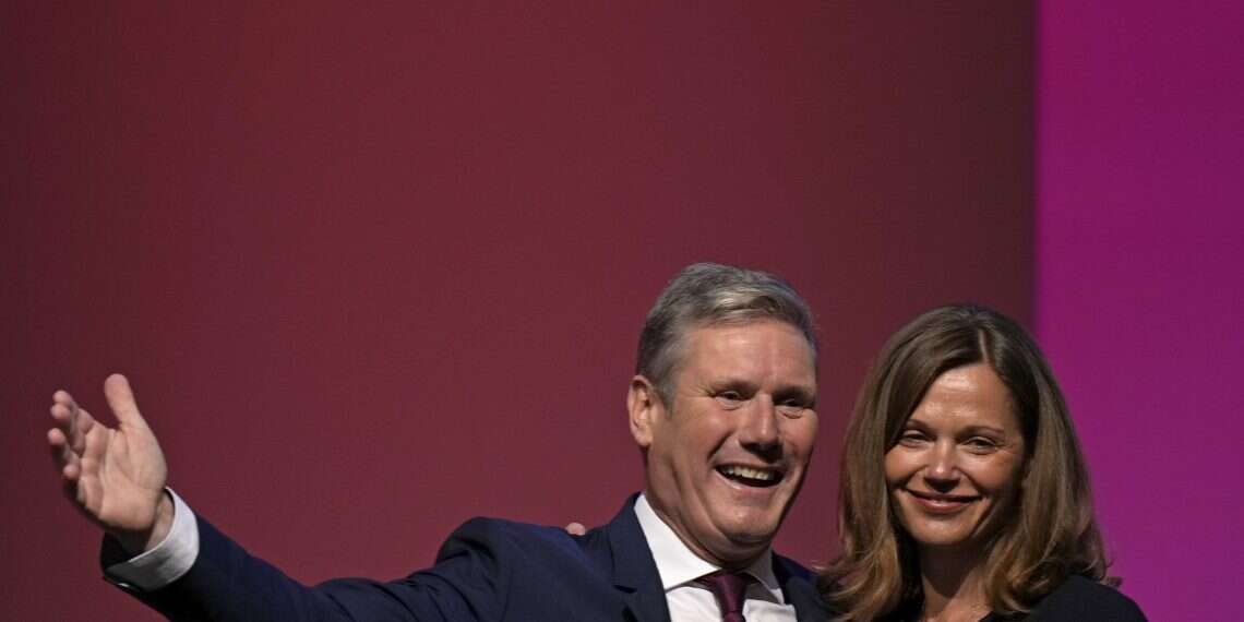 Leader of the British Labour Party Keir Starmer gestures as he stands with his wife Victoria after making his keynote speech at the annual party conference in Brighton, England, Wednesday, Sept. 29, 2021 'Every week there's a challah and we say kiddush': Keir Starmer opens up about Jewish side of family