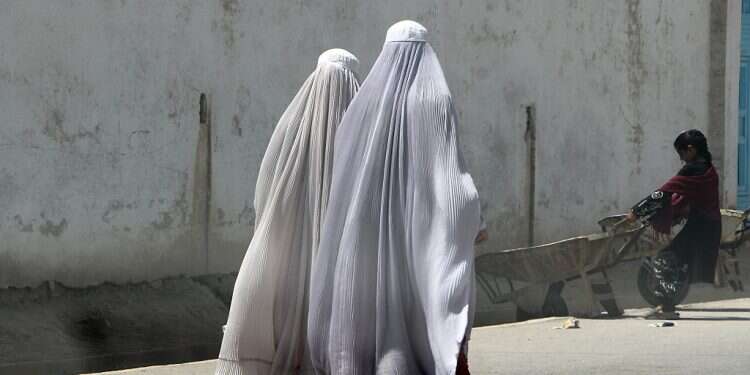 Burqa-clad Afghan women walk on a road in Kandahar, Afghanistan, 22 August 2024 Taliban orders Afghan women to cover faces in public