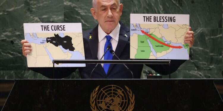 Israeli Prime Minister Benjamin Netanyahu speaks during the 79th Session of the United Nations General Assembly at the United Nations on Sept. 27, 2024 PM tells UN 'Hamas must go', warns 'no place in Iran Israel cannot reach'