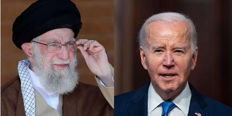 A composite image of Iran's Supreme Leader Ayatollah Ali Khamenei (left) and US President Joe Biden Is Washington paying off Tehran with nuclear coin?