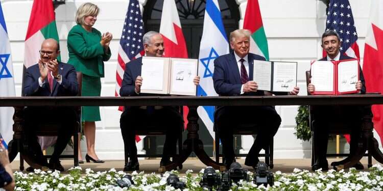 The signing of the Abraham Accords in 2020 between Bahrain, Israel, the US, and the United Arab Emirates (UAE) Why Trump represents the best path for America