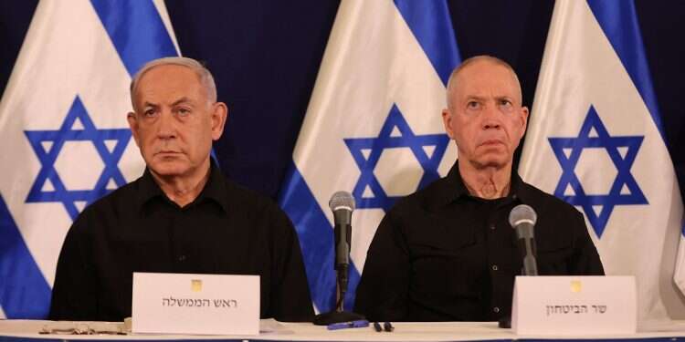 Prime Minister Benjamin Netanyahu (L) and Defense Minister Yoav Gallant (Abir Sultan/Pool/AFP) Senator likely to join Trump administration blasts ICC for Israel probe