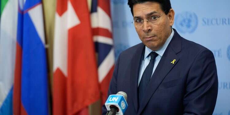 Danny Danon, Israeli ambassador to the United Nations, speaks to reporters before a Security Council meeting at United Nations headquarters, Wednesday, Dec. 18, 2024 Israel issues 'final warning' to Houthis at UN Security Council meeting