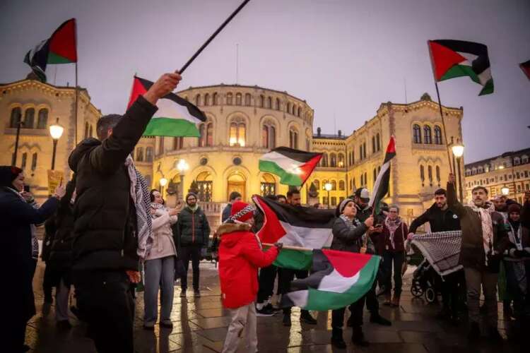 A pro-Palestinian demonstration in Oslo, the capital of Norway. A pro-Palestinian demonstration in Oslo, the capital of Norway.