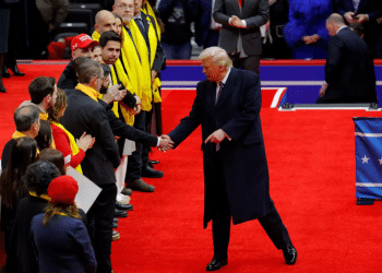 Trump greeting the former hostages and family members of those still in captivity Trump welcomes freed hostages, families at inaugural parade