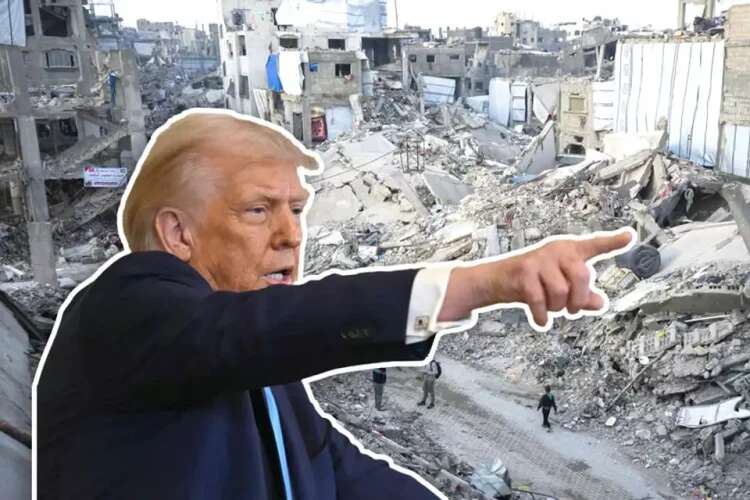 Donald Trump against the ruins of Gaza  Photo: AP, AFP
