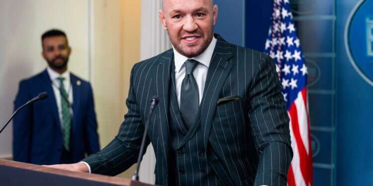 Irish mixed martial artist Conor McGregor speaks briefly to the media in the White House Press Briefing Room in Washington, DC, USA, March 17, 2025 Could McGregor's Israel support cost him Irish presidency?