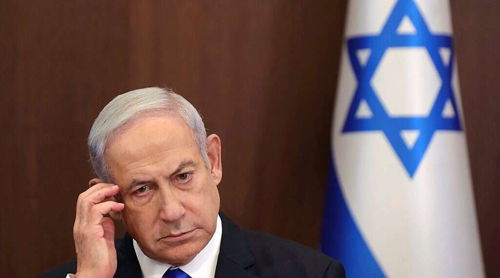 Israeli Prime Minister Benjamin Netanyahu attends the weekly cabinet meeting in the prime minister's office in Jerusalem, on June 25, 2023 Israeli government dismisses Shin Bet chief