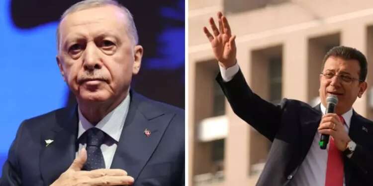 Erdogan and his rival Ekrem Imamoglu Erdogan's political rival arrested, internet shut down in Istanbul