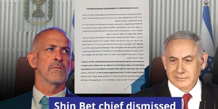 Shin Bet Chief Ronen Bar (L), and Prime Minister Benjamin Netanyahu (R) Israeli government dismisses Shin Bet chief