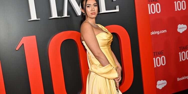 Activist and former hostage Noa Argamani attends the Time100 Gala, celebrating the 100 most influential people in the world, at Frederick P. Rose Hall, Jazz at Lincoln Center on Thursday, April 24, 2025, in New York Noa Argamani arrives on red carpet in symbolic yellow gown
