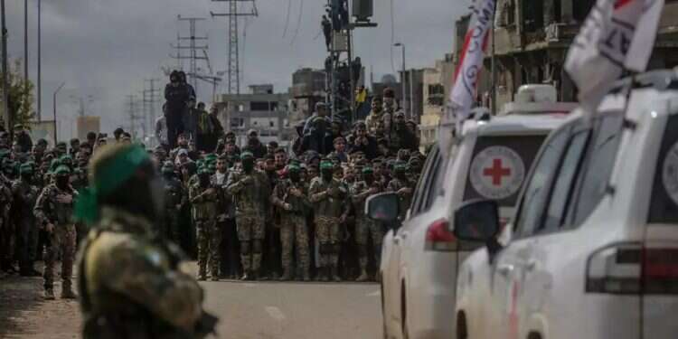 Hamas terrorists near Red Cross ambulances in the Gaza Strip Report: Hamas agrees to Witkoff framework