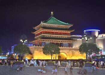 Roof tiles rain down as 650-year-old Chinese tower collapses