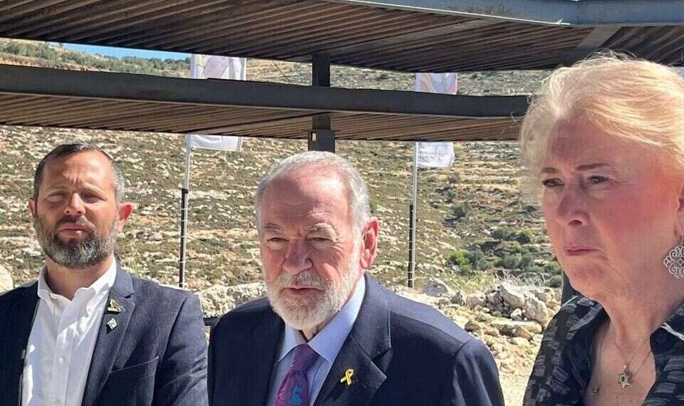 US Ambassador Mike Huckabee with his wife Janet Huckabee along with Binyamin Regional Council chief Yisrael Gantz visiting Samaria in May 2025 US ambassador makes history in Judea and Samaria visit